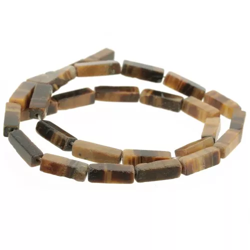 Perline rettangolari in pietra semipreziosa 13x4 mm - Occhio di tigre x39cm