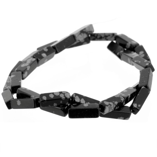 Perle tubi in pietra gemma 13x4 mm - ossidiana maculata x40cm