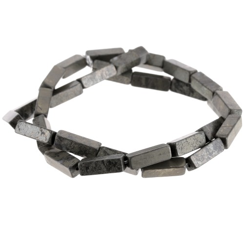 Perle tubi in pietra gemma 13x4 mm - Pirite x40cm