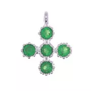 Mini ciondolo croce 9x7 mm con Ossido di zirconio 1.3 mm -Placcatura argento fine - Verde x1