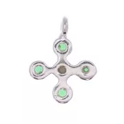 Mini ciondolo croce 9x7 mm con Ossido di zirconio 1.3 mm -Placcatura argento fine - Verde x1