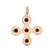Mini ciondolo croce 9x7 mm con Ossido di zirconio 1.7 mm - Dorato con oro fino - Nero x1