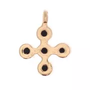 Mini ciondolo croce 9x7 mm con Ossido di zirconio 1.7 mm - Dorato con oro fino - Nero x1