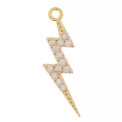 Pendente fulmine 19x7 mm con Ossido di zirconio - Dorato con oro fino - Crystal x1
