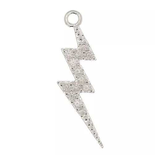 Pendente fulmine 19x7 mm con Ossido di zirconio - Placcatura in argento fine - Crystal x1