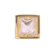 Pendente quadrato con un Ossido di zirconio 6 mm - Dorato con oro fino - Crystal x1