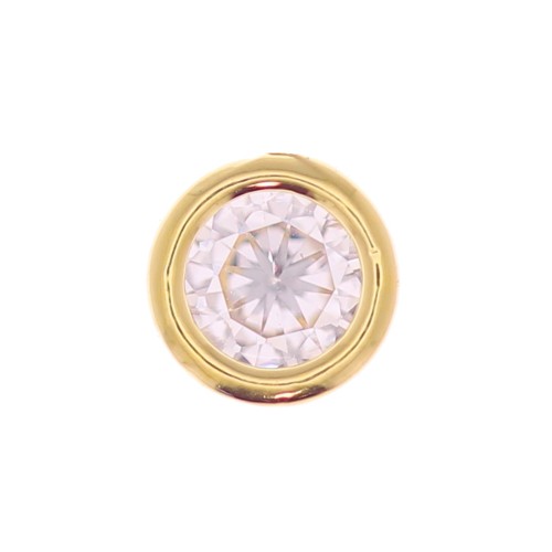 Pendente tondo con un Ossido di zirconio 5 mm - Dorato con oro fino - Crystal x1