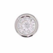 Pendente tondo con un Ossido di zirconio 5 mm - Placcatura in argento fine- Crystal x1