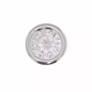 Pendente tondo con un Ossido di zirconio 5 mm - Placcatura in argento fine- Crystal x1