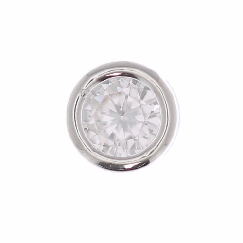 Pendente tondo con un Ossido di zirconio 5 mm - Placcatura in argento fine- Crystal x1