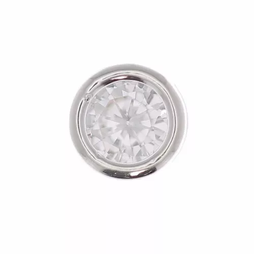 Pendente tondo con un Ossido di zirconio 5 mm - Placcatura in argento fine- Crystal x1