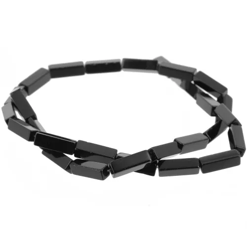 Perle tubi in pietra gemma 13x4 mm - Agata nero x40cm