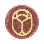 Cabochon tondo piatto 20mm scarabeo inciso esclusiva Perles & Co Gold Stone dorato x1