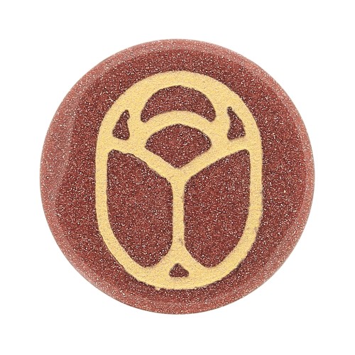 Cabochon tondo piatto 20mm scarabeo inciso esclusiva Perles & Co Gold Stone dorato x1