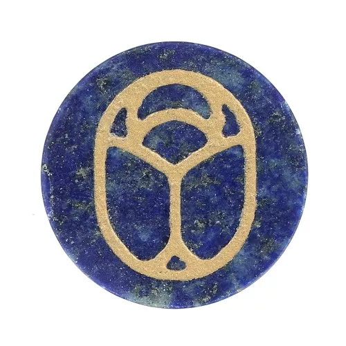 Cabochon tondo piatto 20mm scarabeo inciso esclusiva Perles & Co Lapis lazzuli dorato