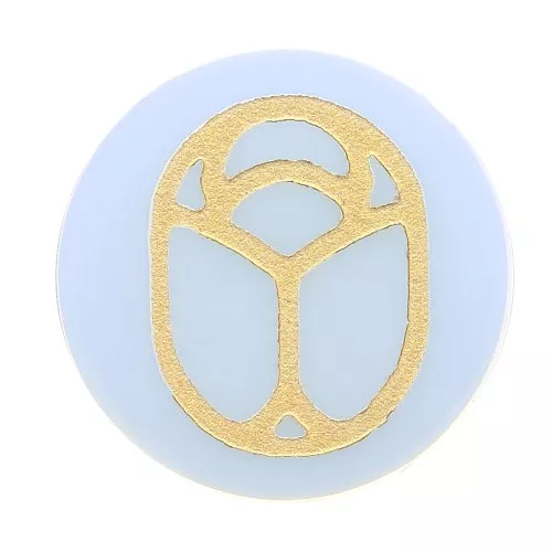 Cabochon tondo piatto 20mm -scarabeo inciso esclusiva Perles&Co Opalite dorato x1