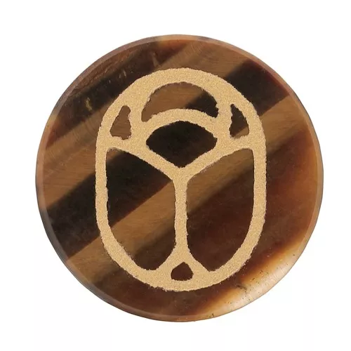 Cabochon tondo piatto 15mm- scarabeo esclusiva Perles & Co - Occhio di tigreDorato