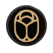 Cabochon tondo piatto 15mm- scarabeo esclusiva Perles & Co - Agate nero- Dorato x1|raw }}