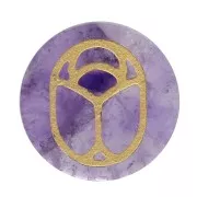 Cabochon tondo piatto 15mm- scarabeo esclusiva Perles & Co - Ametista - Dorato x1