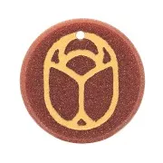 Pendente tondo piatto 15mm- scarabeo esclusiva Perles & Co - Gold Stone - Dorato x1