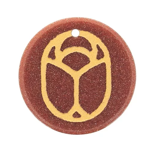 Pendente tondo piatto 15mm- scarabeo esclusiva Perles & Co - Gold Stone - Dorato x1