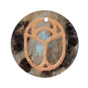 Pendente tondo piatto 15mm- scarabeo esclusiva Perles & Co - Labradorite - Dorato x1