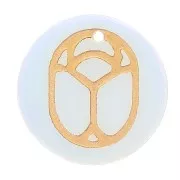 Pendente tondo piatto 20mm scarabeo esclusiva Perles & Co - Opalite - Dorato x1