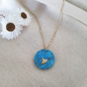 Pendente tondo piatto 25 mm in pietra gemma- Howlite x1