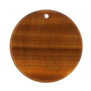 Pendente tondo piatto 25 mm in pietra gemma Occhio di tigre x1|raw }}