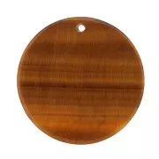 Pendente tondo piatto 25 mm in pietra gemma Occhio di tigre x1