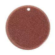 Pendente tondo piatto 25 mm Gold Stone - Imitazione Pietra di sole x1