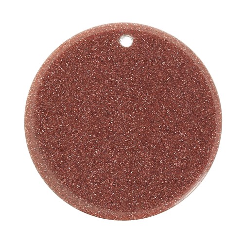 Pendente tondo piatto 25 mm Gold Stone - Imitazione Pietra di sole x1