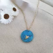 Pendente tondo piatto 25 mm in pietra gemma - Malachite x1