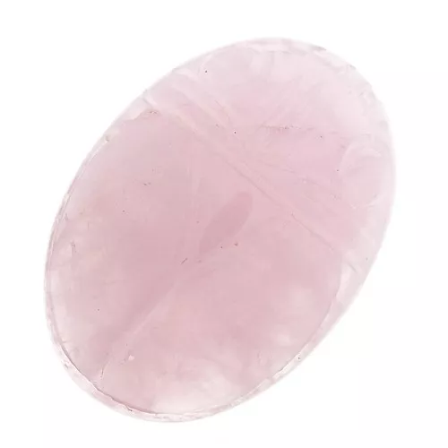 Cabochon ovale inciso scarabeo 25x18 mm in pietra gemma - Quarzo rosa x1