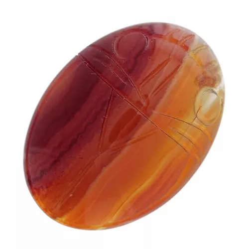 Cabochon ovale inciso scarabeo 25x18 mm in pietra gemma- Corniola x1