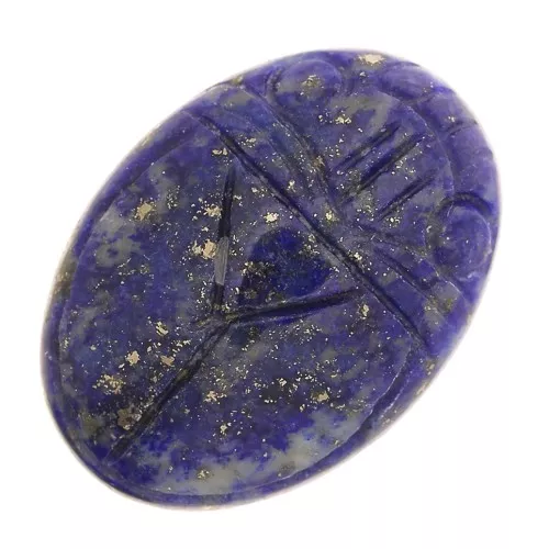 Cabochon ovale inciso scarabeo 25x18 mm in pietra gemma- Lapis lazzuli x1