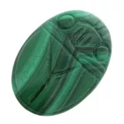 Cabochon ovale inciso scarabeo 25x18 mm in pietra gemma- Malachite x1