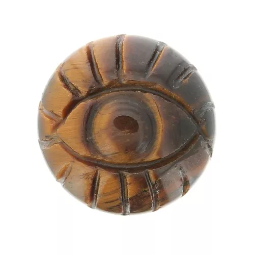 Cabochon tondo inciso occhio 16 mm in pietra gemma- Occhio di tigre x1