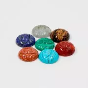 Cabochon tondo inciso occhio 16 mm in pietra gemma- Occhio di tigre x1