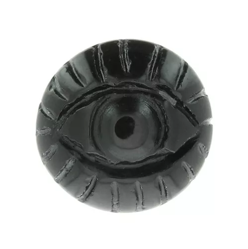 Cabochon tondo inciso occhio 16 mm in pietra gemma- Agate nero x1