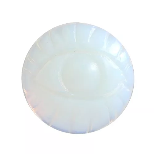 Cabochon tondo inciso occhio 16 mm imitazione pietra gemma - Opalite x1