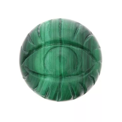 Cabochon tondo gravé oeil 16 mm en pierre gemme - Malachite x1