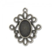 Medaglione strass per cabochon mm. 14x10 argentato brunito x1|raw }}