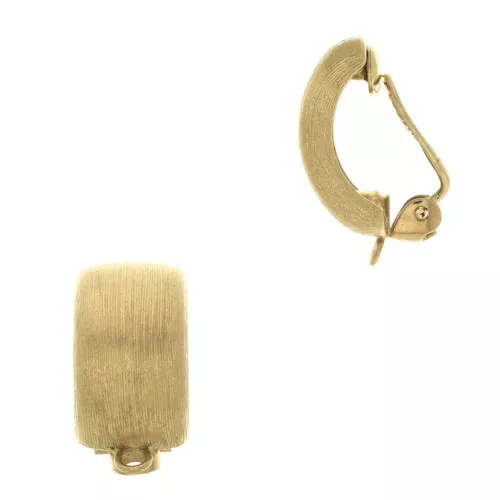 Orecchini a clip rettangolo bombato - orecchini non bucati 24x12 mm - Dorato x2