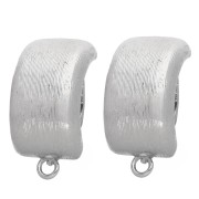 Orecchini a clip rettangolari bombati per orecchie non forate 23,5x12 mm, bronzo bianco, 2 pezzi