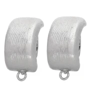 Orecchini a clip rettangolari bombati per orecchie non forate 23,5x12 mm, bronzo bianco, 2 pezzi