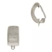 Orecchini a clip rettangolo bombato orecchini non bucati 24x12mm rodiato x2