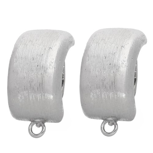 Orecchini a clip rettangolari bombati per orecchie non forate 23,5x12 mm, bronzo bianco, 2 pezzi