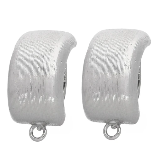 Orecchini a clip rettangolari bombati per orecchie non forate 23,5x12 mm, bronzo bianco x2