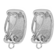 Orecchini a clip rettangolari bombati per orecchie non forate 23,5x12 mm, bronzo bianco, 2 pezzi